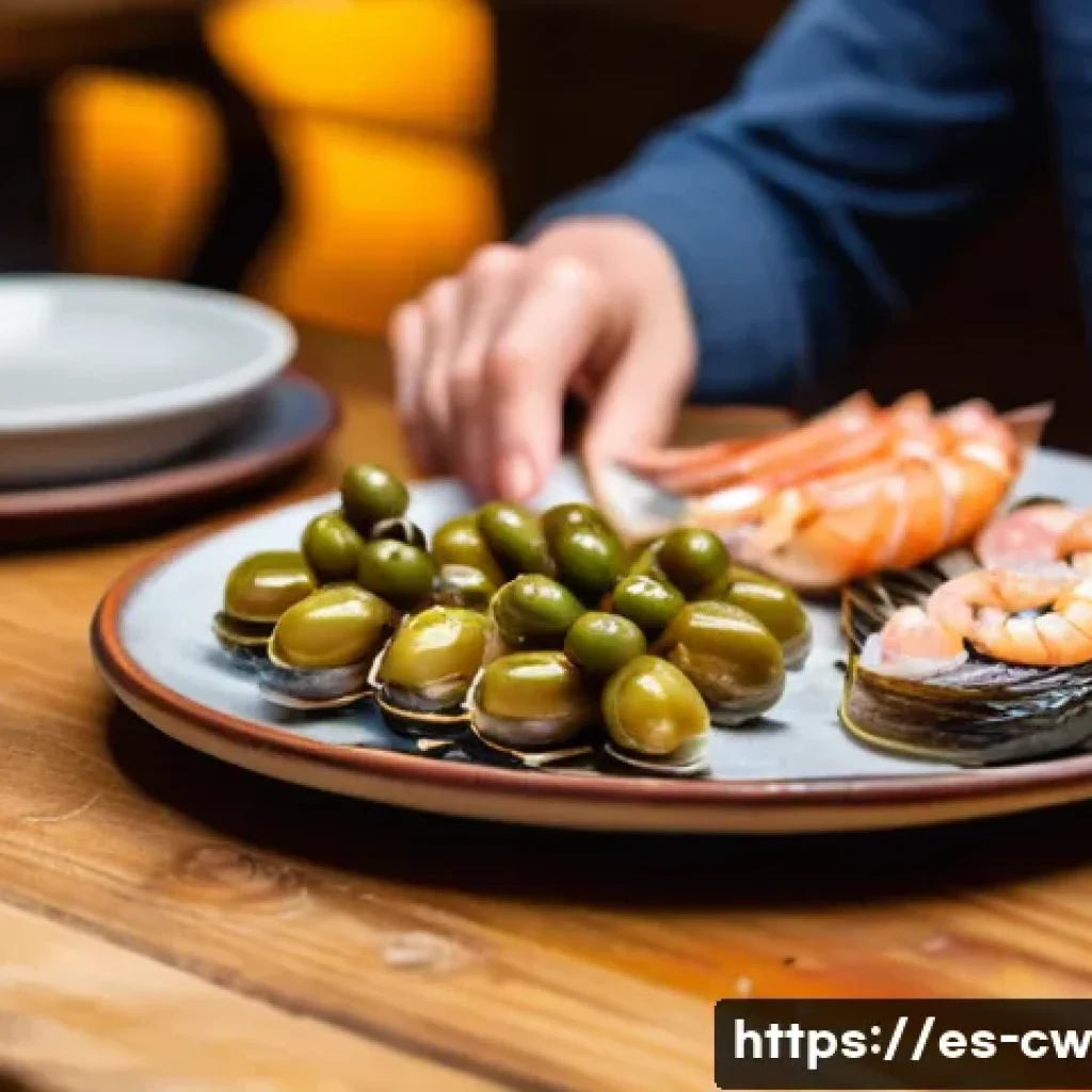저탄수화물 다이어트를 위한 외식 전략 - A delightful, well-lit photograph capturing a person enjoying a variety of authentic Spanish keto-fr...