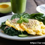 Home 22 저탄수화물 다이어트 요리 레시피 모음 - A vibrant and appetizing low-carb breakfast scene featuring a rustic wooden table set outdoors with ...